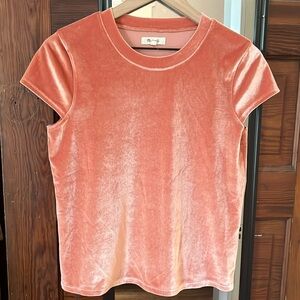Madewell Womens Velvet Top Soft Short Sleeve Crewneck Size Small